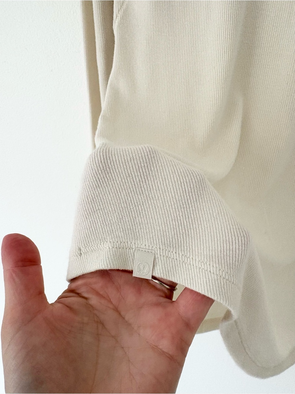 Lululemon Natural Ivory Hold Tight Ribbed Long Sleeve Modal Shirt Size 6 - Picture 11 of 11